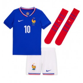 Fotbalové Dres Francie Kylian Mbappe #10 Dětské Domácí ME 2024 Krátký Rukáv (+ trenýrky)